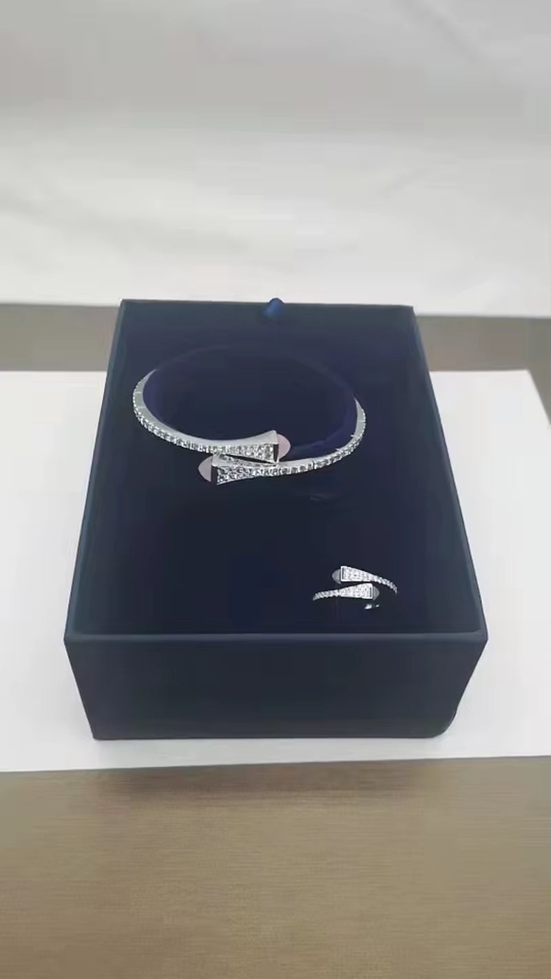 New Romatic Women'S Fashion 2 Pcs Bracelet & Ring Set Colorful Resin Simple Design Open Cuff Bangle Jewelry Set