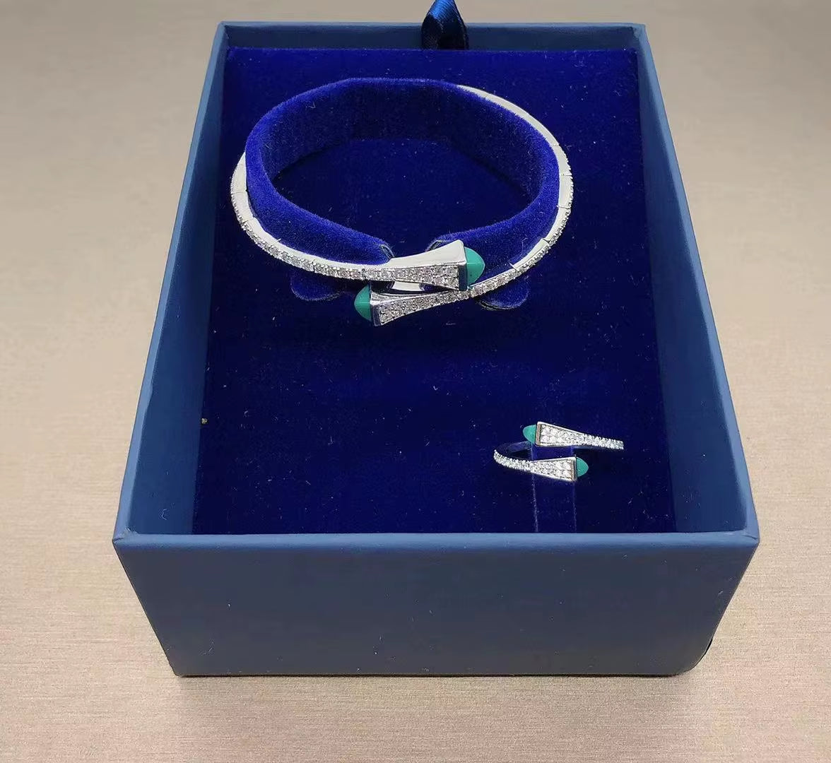 New Romatic Women'S Fashion 2 Pcs Bracelet & Ring Set Colorful Resin Simple Design Open Cuff Bangle Jewelry Set